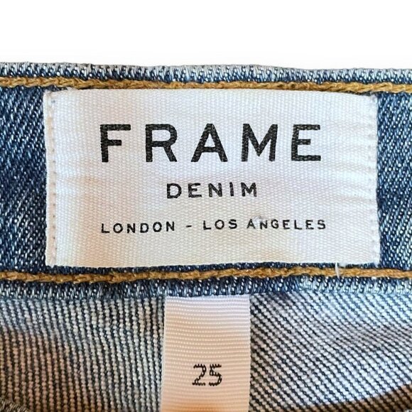 Frame Denim Womens Le High Straight Jeans Sz 25 Arrington Distressed Stepped Hem - Picture 5 of 9